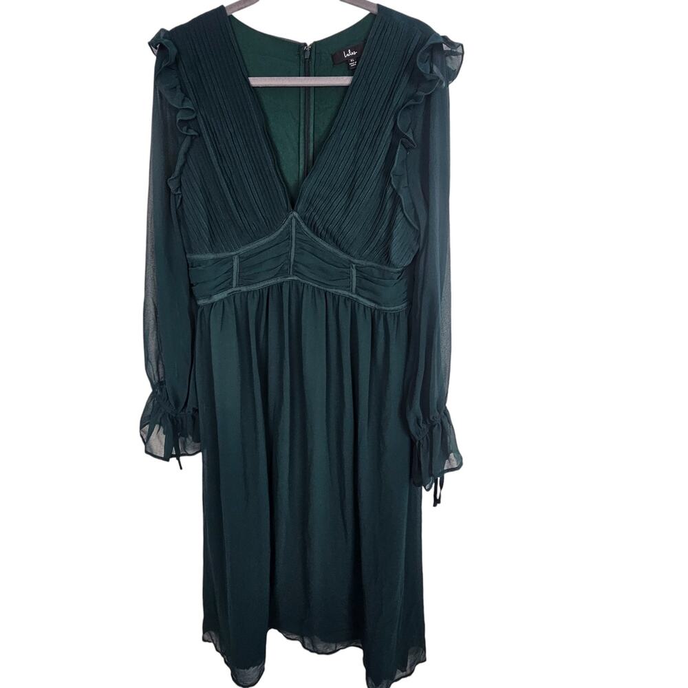 Lulus Dress Lulus Maxi Dress Ruffle Dress Long Dress Long Sleeve Dress XL Green